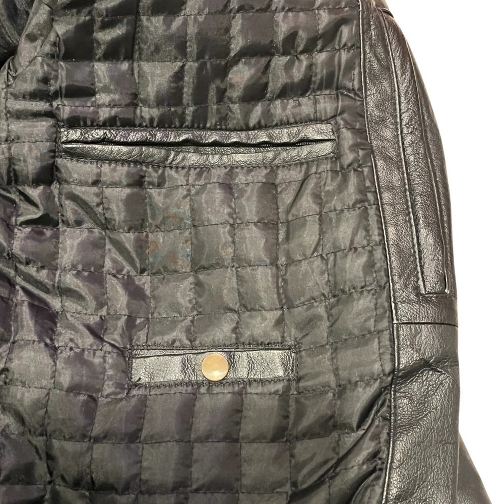 Y2K Max Rider Black Leather Moto Jacket – Racing Stripe – Size L - Picture 3 of 12